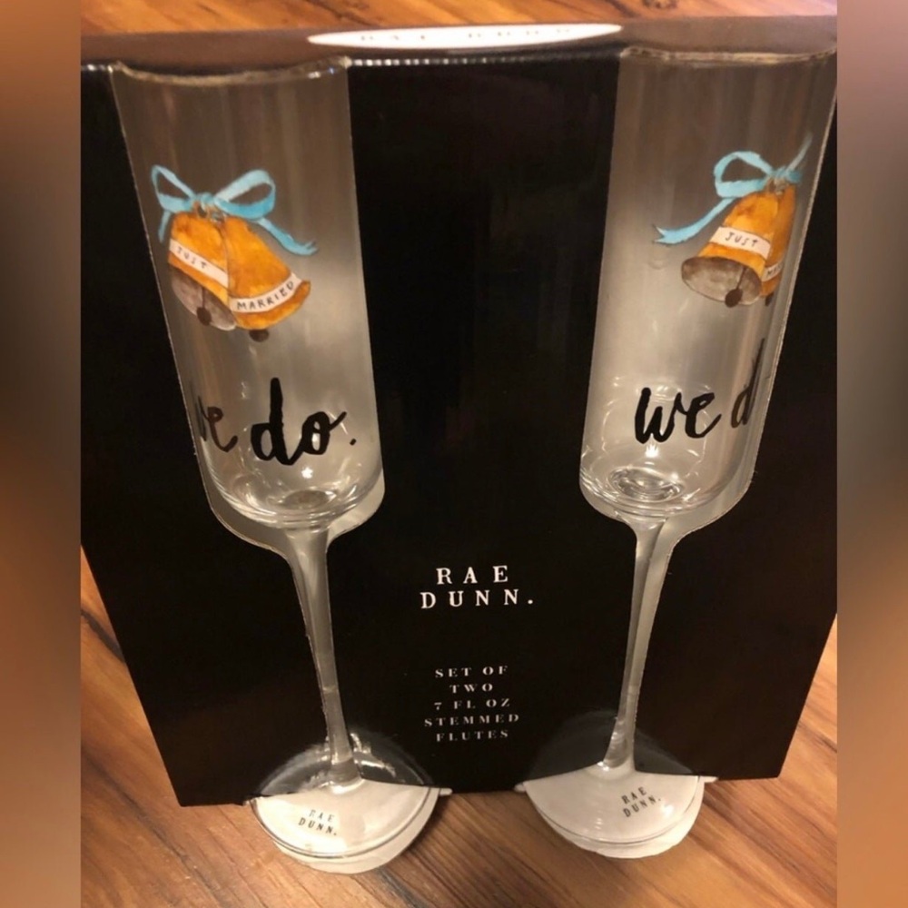 Rae Dunn 'We Do' Stemmed Flutes Set
